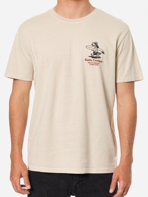 Camiseta Katin Lou Tee hombre algodón orgánico con gráfico personalizado inspirado en los años 70