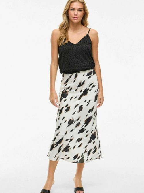 Falda midi mujer cintura alta satén reciclado OBJECT