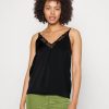 Black 2 Top satén mujer loose fit tirantes ajustables escote en V