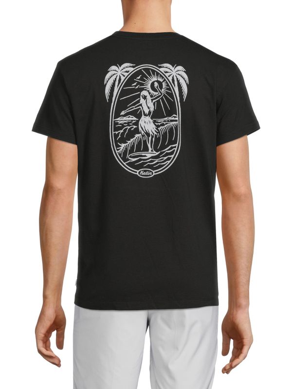 Black 2 Camiseta Katin Laka Tee hombre algodón orgánico con gráfico en espalda y logo en pecho