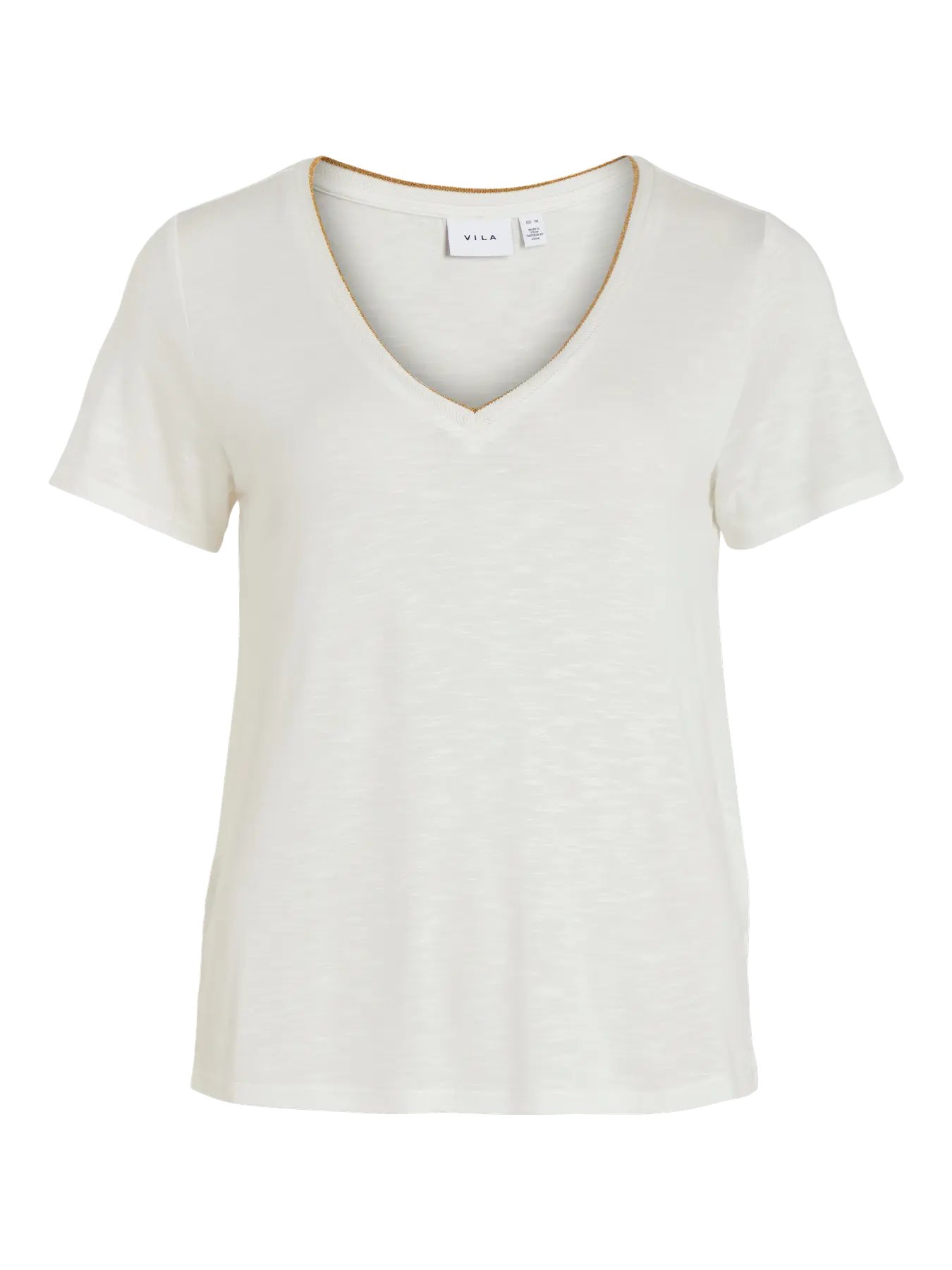 Cloud Dancer (White) 1 Camiseta básica mujer escote en V manga corta