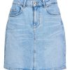 Light Blue Denim Washed 1 Falda vaquera mujer tiro alto con bolsillos