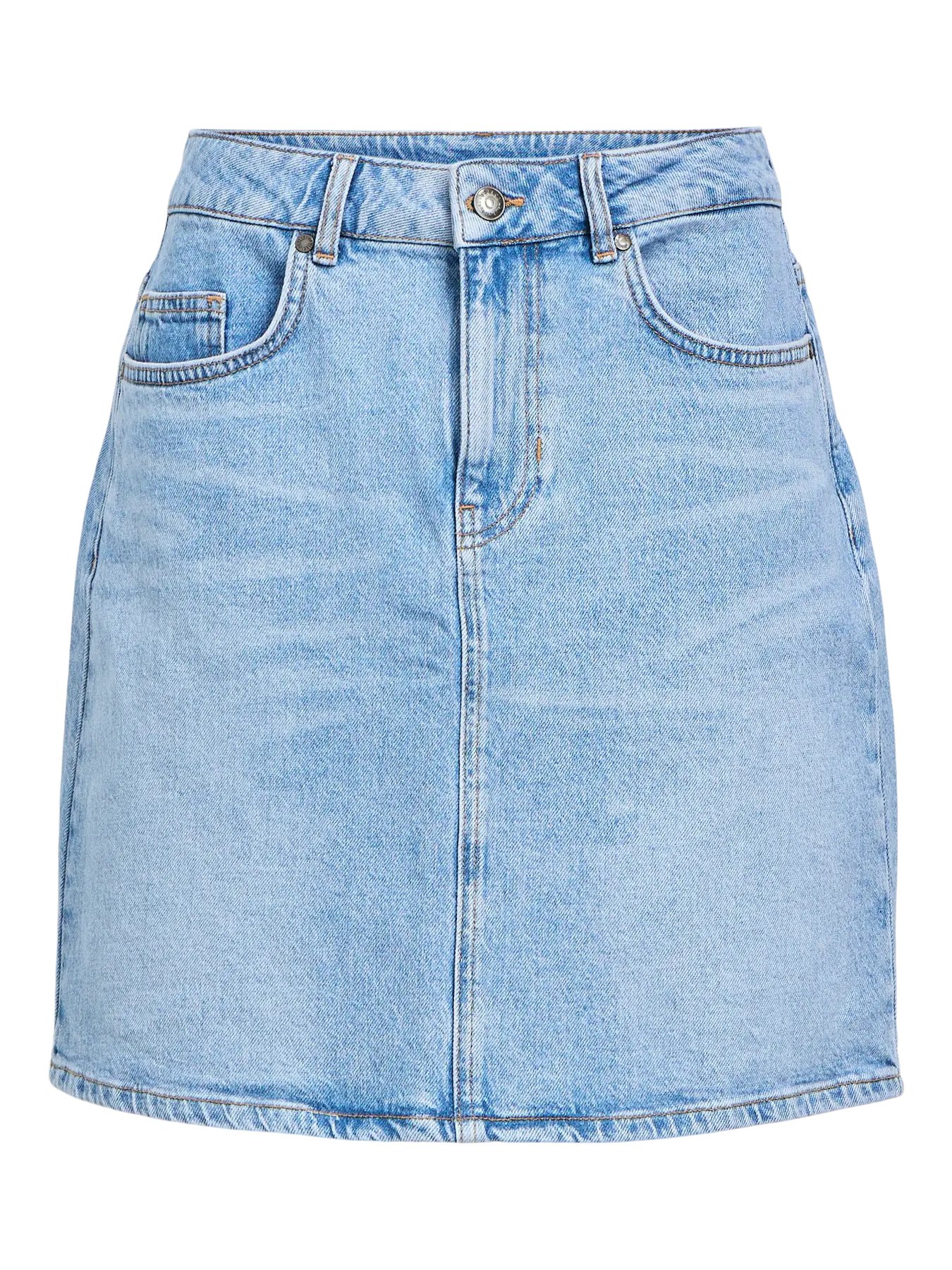 Light Blue Denim Washed 1 Falda vaquera mujer tiro alto con bolsillos