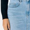 Light Blue Denim Washed 4 Falda vaquera mujer tiro alto con bolsillos