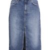 Medium Blue Denim 1 Falda vaquera mujer tiro alto con abertura frontal