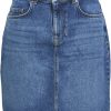 Medium Blue Denim Washed 1 Falda vaquera mujer tiro alto con bolsillos