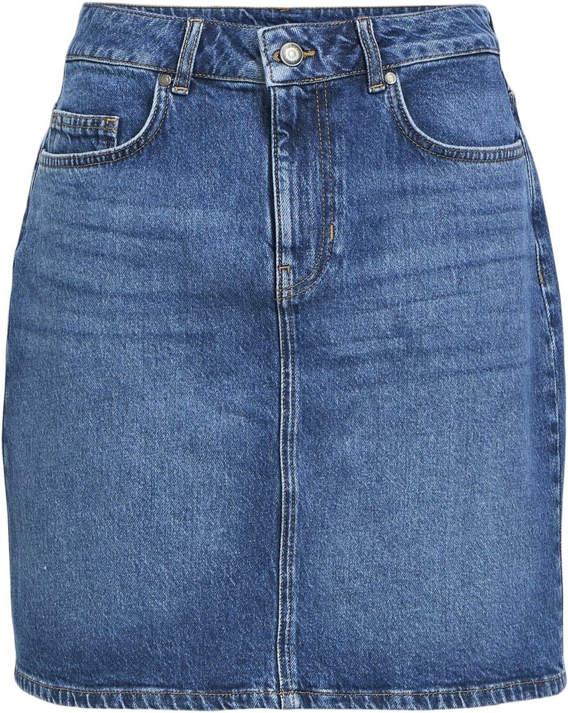 Medium Blue Denim Washed 1 Falda vaquera mujer tiro alto con bolsillos