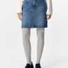 Medium Blue Denim Washed 2 Falda vaquera mujer tiro alto con bolsillos