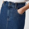 Medium Blue Denim Washed 4 Falda midi vaquera mujer tiro medio con abertura frontal