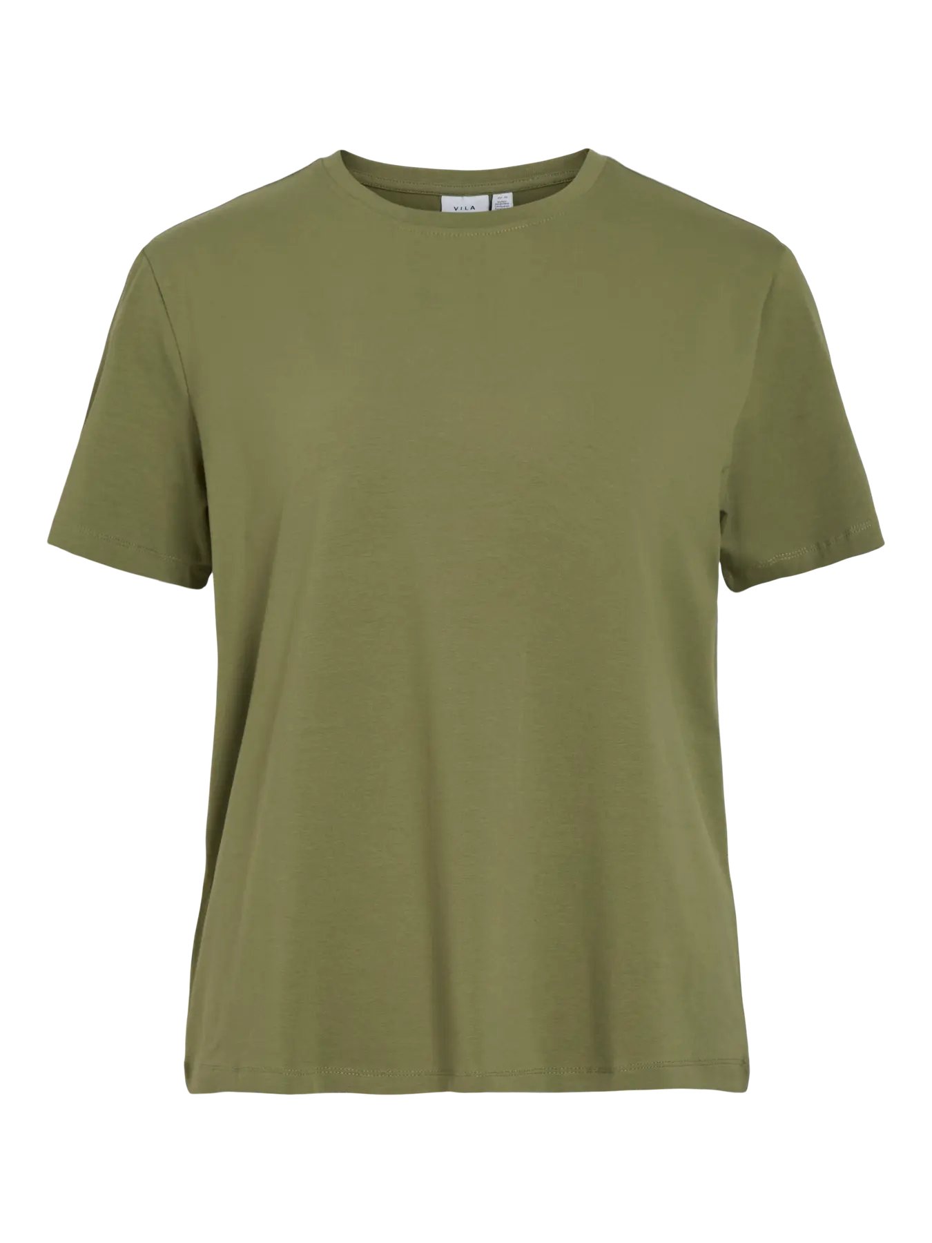 Oil Green 1 Top básico mujer algodón orgánico cuello redondo