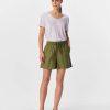 Olive 2 Pantalón corto mujer cintura media lino algodón orgánico OBJECT