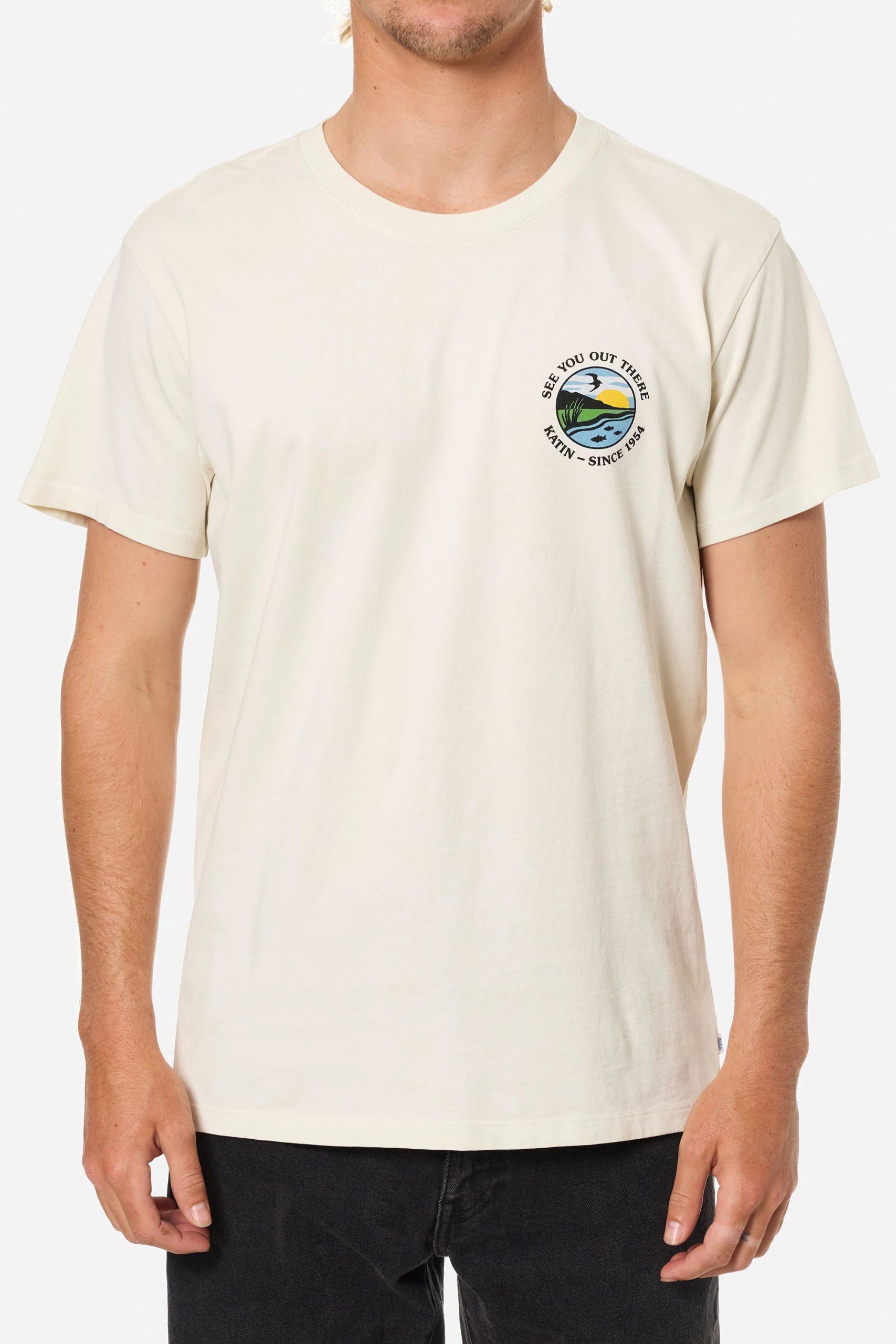 Vintage White 2 Camiseta Katin Scout Tee de algodón orgánico para hombre color beige