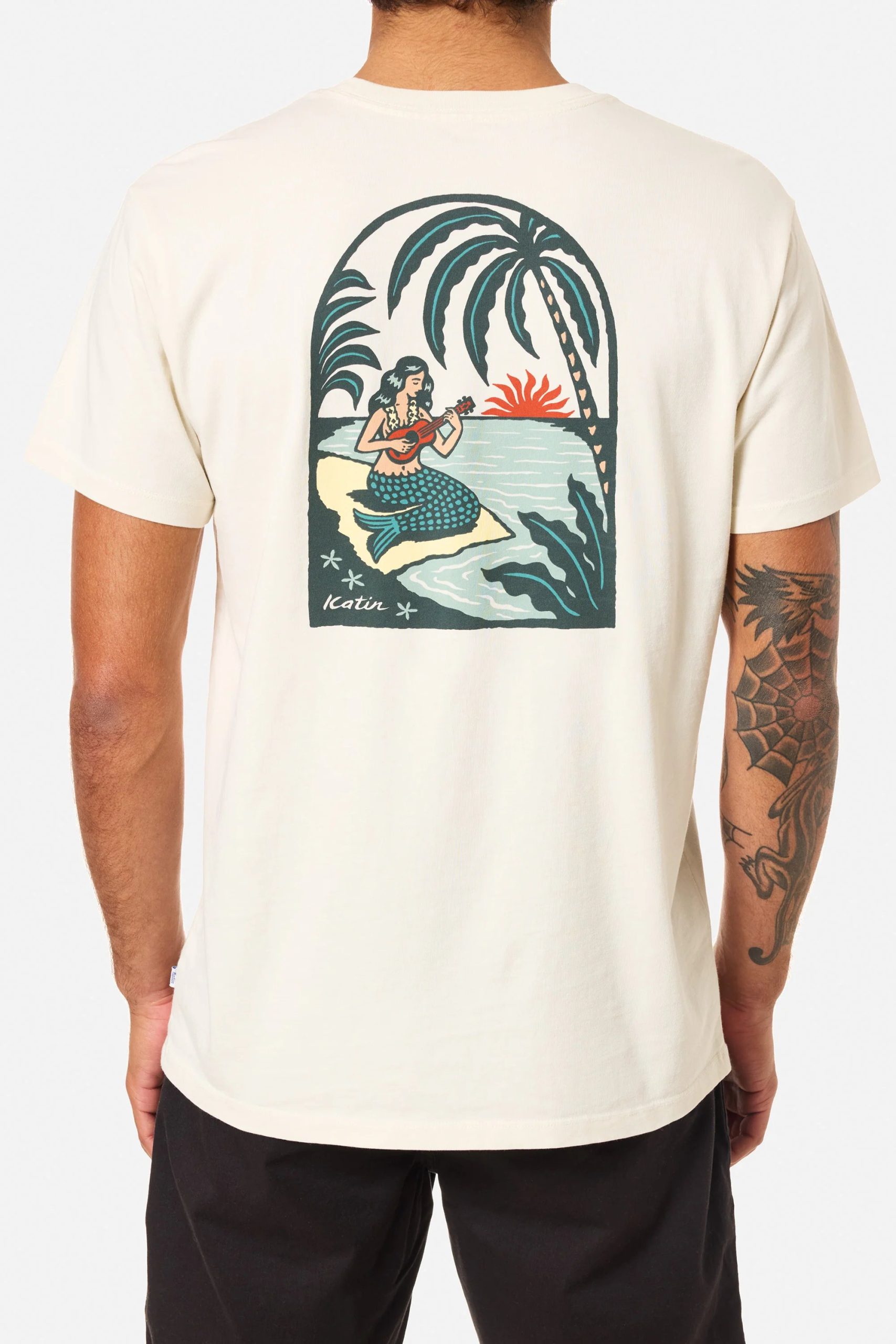 Vintage White 4 Camiseta Katin Mirage Tee hombre algodón orgánico con diseño vintage de postales de viaje