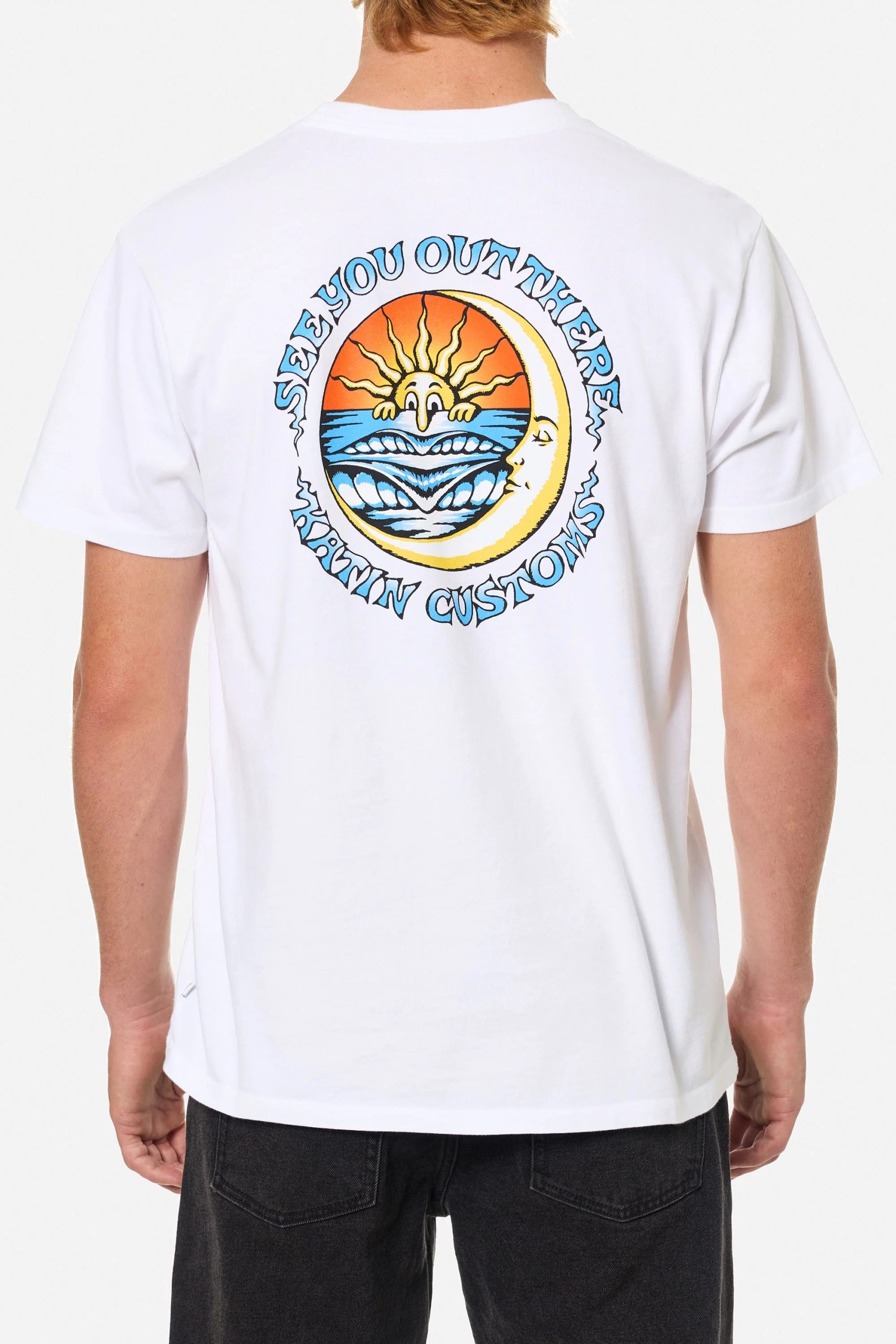 White 3 Camiseta Katin Luna Tee hombre algodón orgánico con diseño gráfico setentero