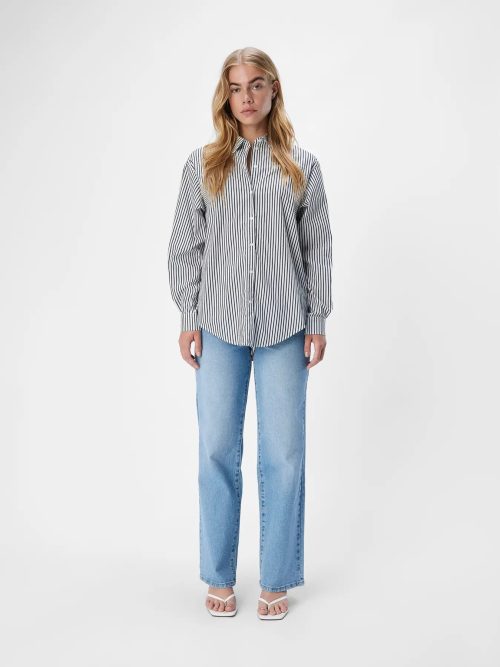 Camisa mujer manga larga popelina con cuello clásico