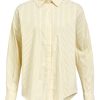 White - Yellow 1 Camisa mujer manga larga popelina con cuello clásico