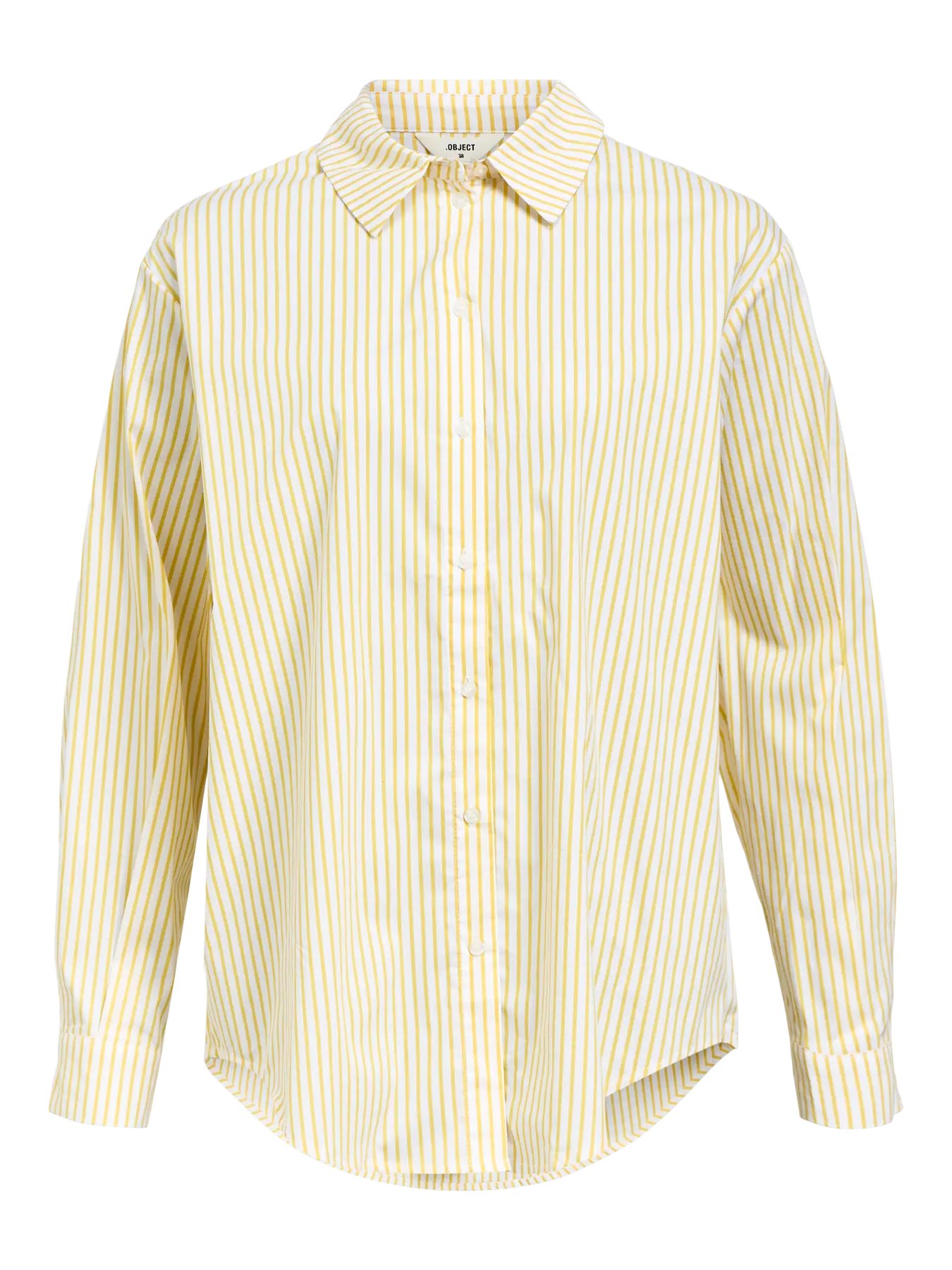 White - Yellow 1 Camisa mujer manga larga popelina con cuello clásico
