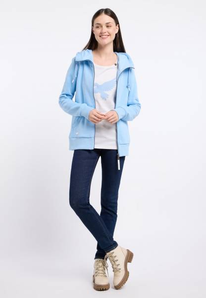 Azul Atenuado 2 Chaqueta sudadera mujer NESKIA ZIP Ragwear con capucha alta y bolsillos