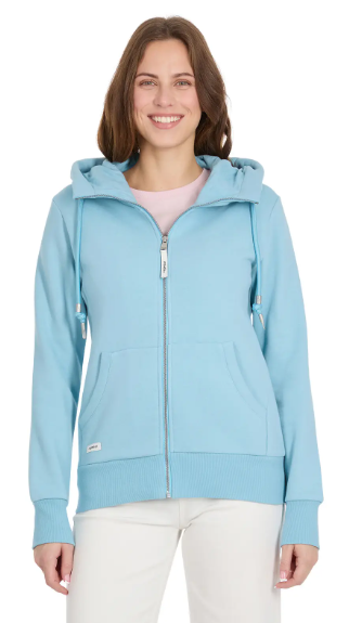 Azul Claro Chaqueta sudadera mujer NESKIA ZIP Ragwear con capucha alta y bolsillos
