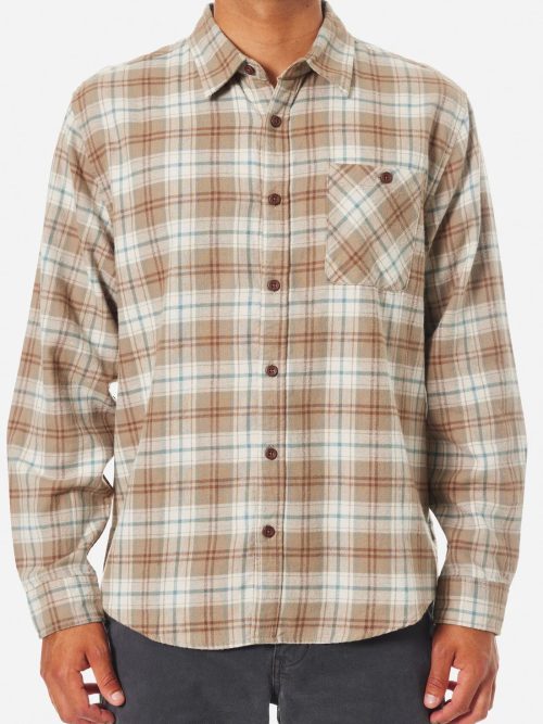 Camisa hombre Derek Flannel de algodón, ligera, manga larga, estilo casual y cómodo