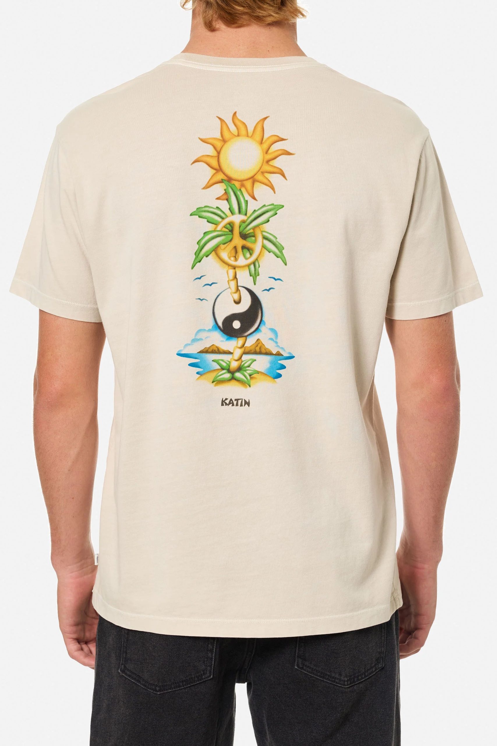 Beige 4 Camiseta hombre Steady Tee de algodón orgánico, manga corta, estilo retro años 70