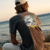 Black Washed 5 Camiseta hombre Venice Tee de algodón orgánico, manga corta, estampado inspirado en tatuajes Venice Beach 90s