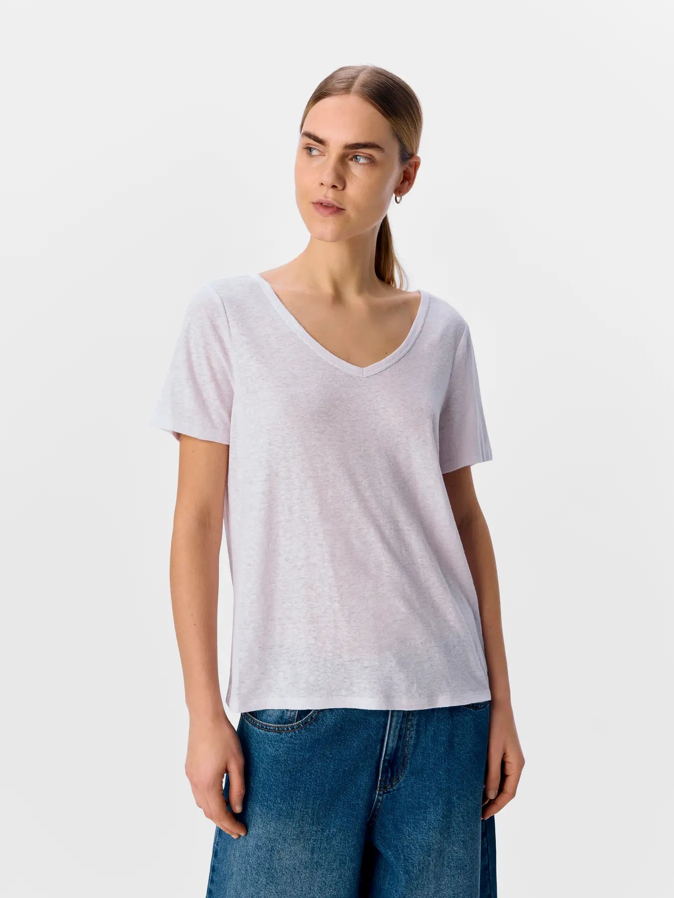 Blanco 2 Camiseta mujer THEA cuello en V VILA