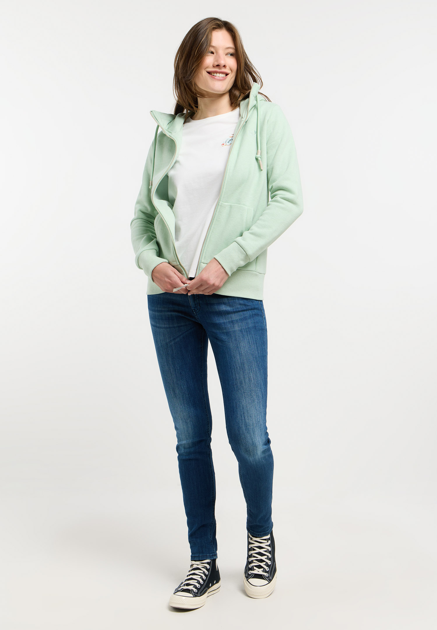 Mint 1 Chaqueta sudadera mujer NESKIA ZIP Ragwear con capucha alta y bolsillos