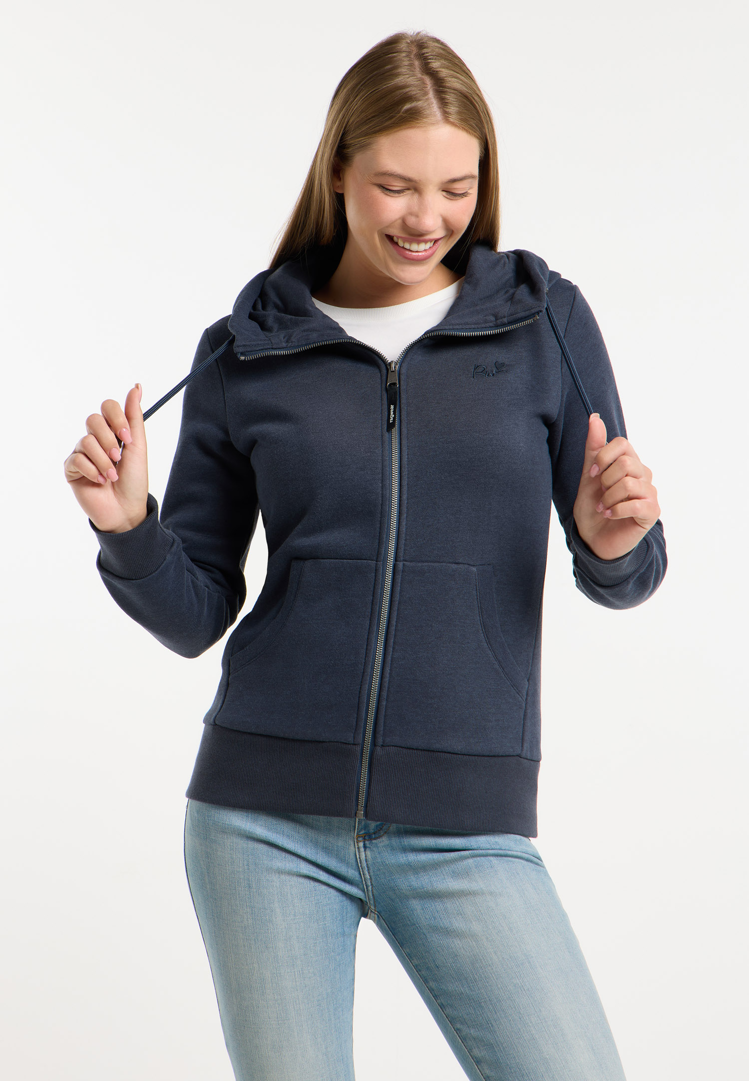 Navy 2 Chaqueta sudadera mujer NESKIA ZIP Ragwear con capucha alta y bolsillos