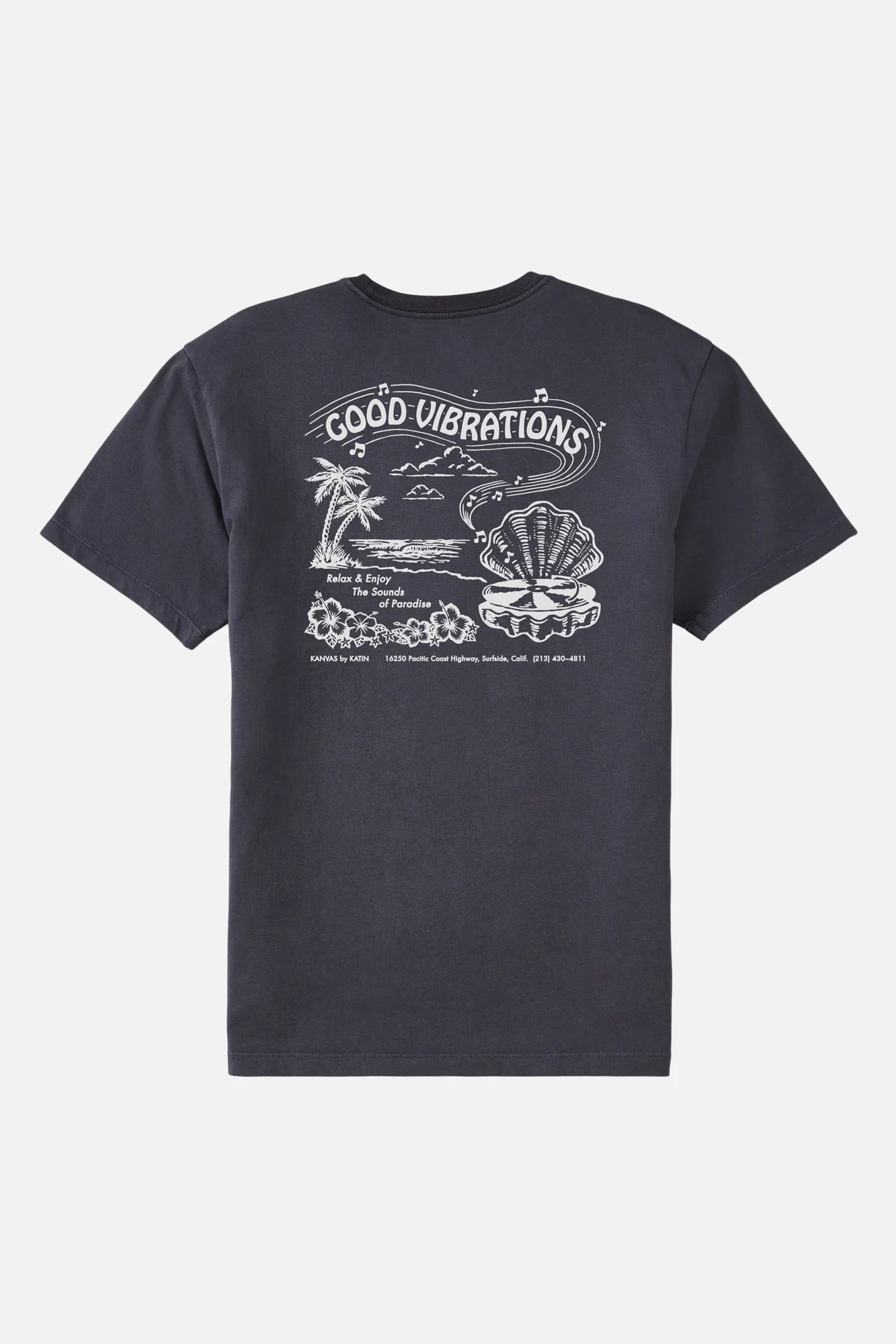 Polar Navy 1 Camiseta hombre Vibrations Tee de algodón orgánico, manga corta, estampado inspirado en carteles vintage