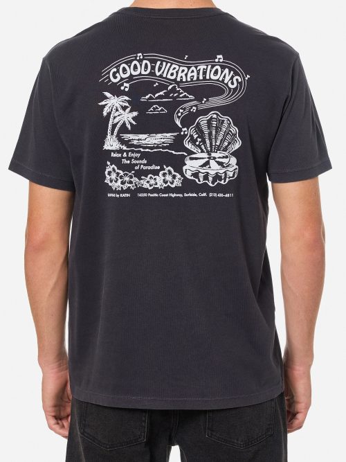Camiseta hombre Vibrations Tee de algodón orgánico, manga corta, estampado inspirado en carteles vintage