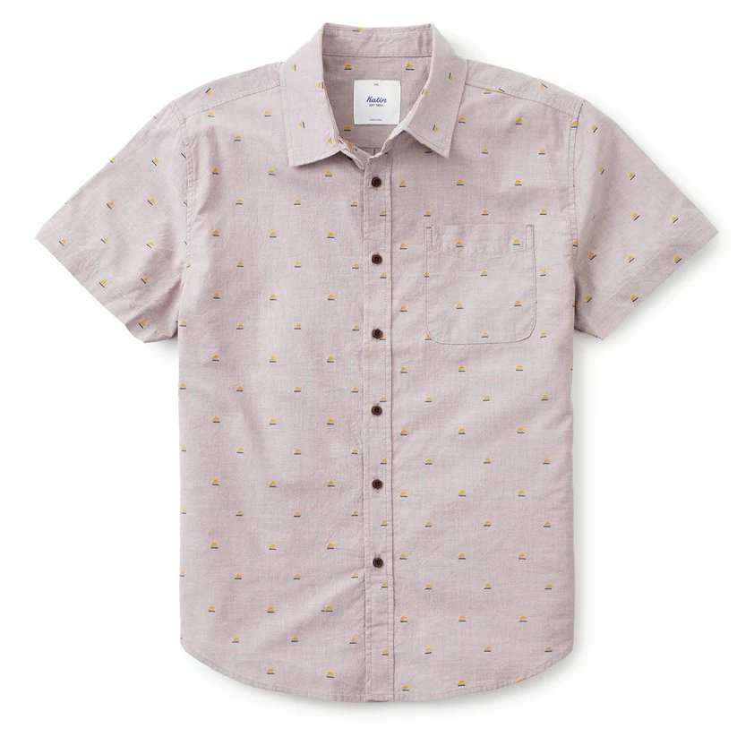 Purple 1 Camisa hombre Sunset Shirt Katin con estampado de atardecer, ligera, transpirable y casual